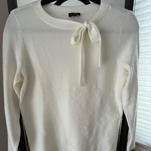 Talbots Petite Small, Cream-Colored Sweater with Bow Neckline